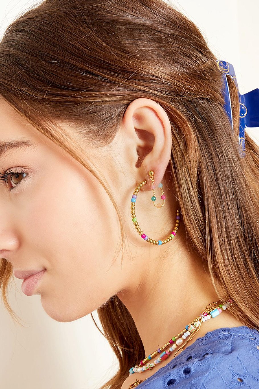 Pendientes de perlas de colores - colección #summergirls Rosado Acero inoxidable Imagen2